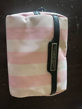 Victoria's Secret Pink and Black Striped Cosmetic Pouch